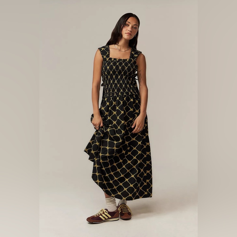 New Damson Madder Tish midi dress in black bow print - Picture 2 of 11